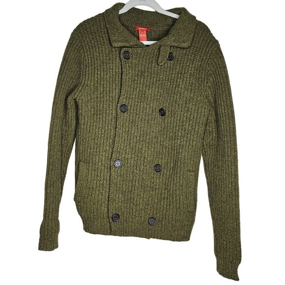 Sundance L Olive Green Lambswool Double Breasted Sweater Wool Classic - Picture 1 of 3